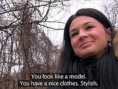 Amateur chick Keira Foster picked up and fucked in the car