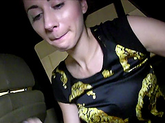 Close up pussy fingering and fucking in the back of the car