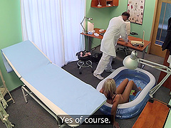 Blonde slut Luci Angel with natural tits fucked by her doctor