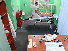 Dirty doctor gives a massage and drills wet pussy of sexy Vanessa