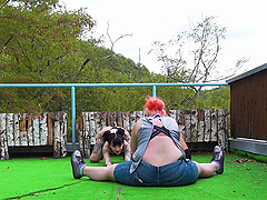 Kinky outdoors lesbian video with 2 handsome babes and Charlotte Sartre