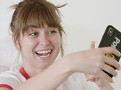 Provocative pornstar Riley Reid in red latex getting butt fucked