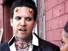 Wild interracial group sex with one lucky guy and three dirty sluts