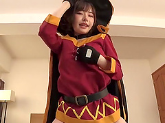 Amateur Japanese Fukada Emi does cosplay and her kinky BF fucks her