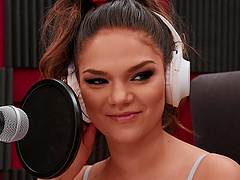 Interracial fucking on the table with natural boobs Athena Faris