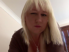 Amateur homemade video of dirty blonde mature playing for the camera