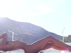 Seductive model Maria puts a butt plug and rides a large dildo