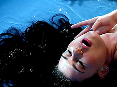 Solo babe Lucy plays with her large natural tits and pussy