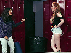 Lesbian pussy licking in the locker room - Abella Danger & Lauren Phillips