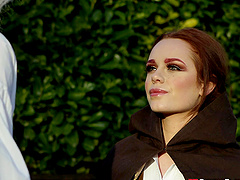 Hot ass redhead Ella Hughes takes a huge cock in her mouth and puss