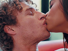 Good looking ebony Scarlit Scandal fucked by a huge white cock