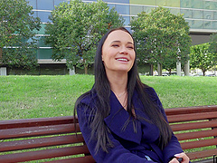 Hot ass brunette Sasha Sparrow takes money from a stranger for sex