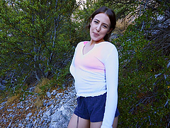 Outdoors POV video of beautiful Aubree Valentine getting fucked
