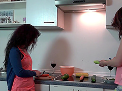 Girl on girl sex in the kitchen - Samy Saint and Natalie Hot