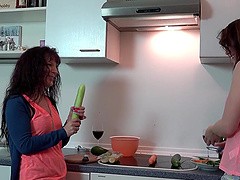 Girl on girl sex in the kitchen - Samy Saint and Natalie Hot