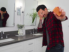 Tattooed man fucks his GF Aira Lee and her best friend Vanessa Sky