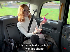 Slutty redhead passenger Lenina Crowne opens her legs for a taxi driver