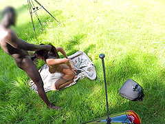 Wild interracial sex in the taxi and outdoors with Princess Jasmine