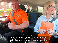 Busty blondie Louise Lee moans during sex in the car. HD video