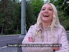 Pretty blonde girl Helena Moeller enjoys having sex with a stranger