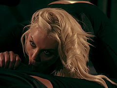 Blonde model Kenzie Taylor with massive fake boobs fucked hard