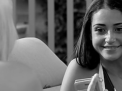 Late night fucking on the bed with horny Avi Love. Black and white video