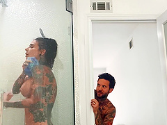 Tattooed couple enjoys having wild sex on the bed - Joanna Angel