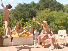 Amazing outdoors group sex with couple of naughty sluts. HD