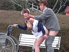 Kinky outdoors sex between a patient and a Japanese nurse