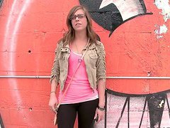 Katlyn Snow the blonde in glasses gets fucked in a car