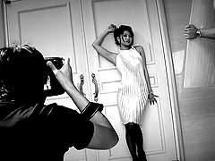 Amateur Japanese girl sucks a large dildo and flashes her tits