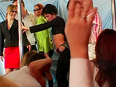 Lucky dudes fuck lot of wet pussies during a wild group sex party