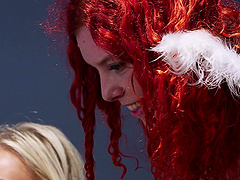 Amazing video of three angels pleasuring one rock hard cock