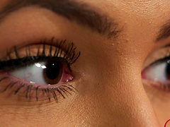 Naked guy masturbates while cock hungry model Abigail B watches