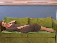 Amateur cutie Dafna May in nylon stockings poking her ass and puss