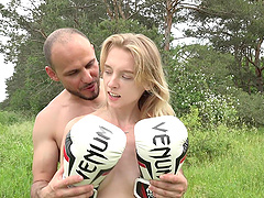 Wild outdoors fucking with skinny blonde amateur slut Nikki Hill