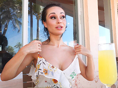 Naughty cougar wife Crystal loves flashing her boobs in public