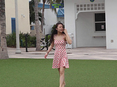 Naughty Asian girlfriend Lulu loves flashing her pussy in outdoors