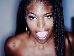 Interracial sex on the bed with a cock hungry ebony girlfriend