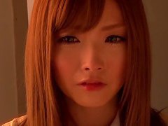 Pretty girl Rina Kato enjoys sucking a cock on the stairs