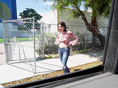 Hardcore fucking in the back of the van with skinny Riley Jean