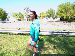 Hot ass amateur London Tisdale gets in the van to be fucked