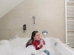 Amateur fucking in the bathtub with natural boobs babe Serenya Gomez