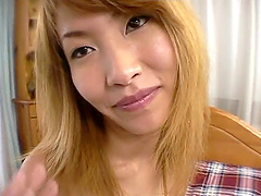 Horny babe Kumi Sakura gets talked into sucking a hairy cock