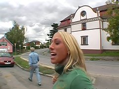 Kinky Nikol gives a blowjob and gets nailed in a toilet