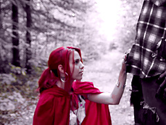 Desirable redhead chick Brind Love gets fucked hard in the forest