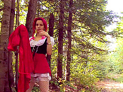 Desirable redhead chick Brind Love gets fucked hard in the forest