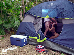 Guy with a long schlong fucks his sexy GF Keisha Grey during camping