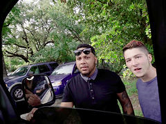 Naughty pornstar Abella Danger rides a stranger in the van