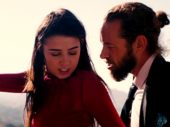 Naughty babe Kylie Rocket has fun with a stiff shaft outdoors